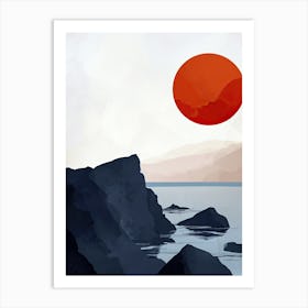 Sunset Over The Ocean, Minimalism 2 Art Print