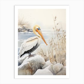 Winter Bird Painting Pelican 2 Art Print
