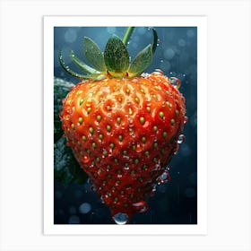 Strawberry With Water Droplets Art Print