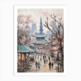 Winter City Park Painting Ueno Park Tokyo 4 Art Print