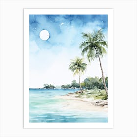 Watercolour Of Playa Paraiso   Cayo Largo Cuba 2 Art Print