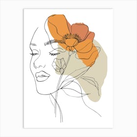 Portrait Of A Woman With Flowers 4 Art Print