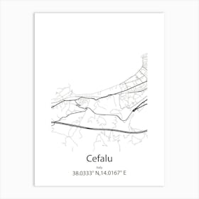 Cefalu,Italy Minimalist Map Art Print