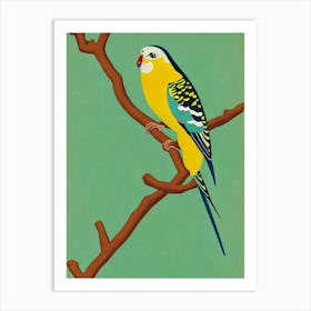 Budgerigar Midcentury Illustration Bird Art Print