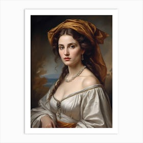 Elegant Classic Woman Portrait Painting (7) Art Print