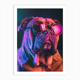 Beautiful Dog Under Neon Lights 15 Art Print