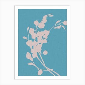 Flowers On A Blue Background 1 Poster