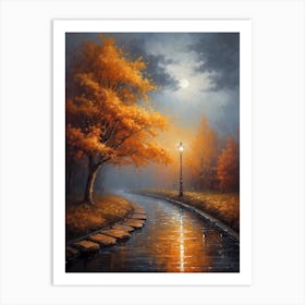 Autumn Night In The Park Art Print