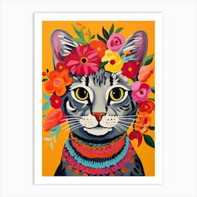 Egyptian Cat With A Flower Crown Painting Matisse Style 2 Art Print