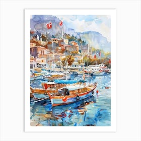 Watercolor Of A Harbor Art Print