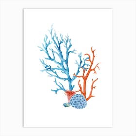 Watercolor Corals Isolated On White Background Art Print