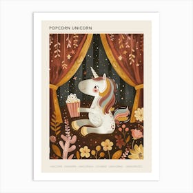 Unicorn Eating Popcorn Muted Pastels 1 Poster Art Print