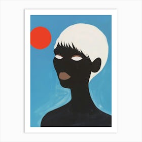 African Woman With A Red Sun Art Print