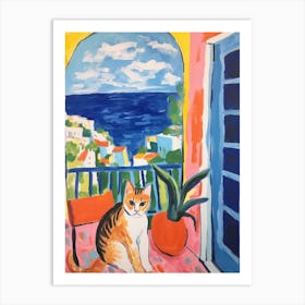 Painting Of A Cat In Capri Italy 2 Art Print