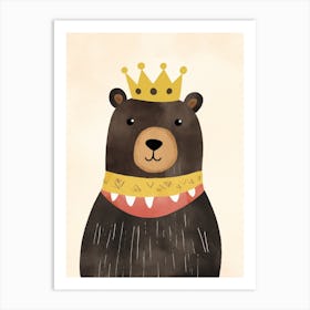 Little Black Bear 3 Wearing A Crown Art Print