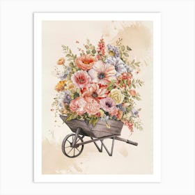 Flowers In A Wheelbarrow Canvas Print Art Print