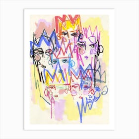 Abstract Crown Faces  Art Print