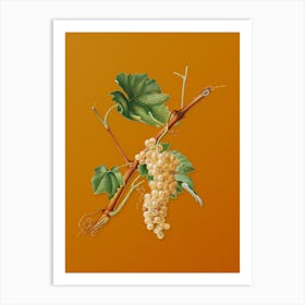 Vintage Vermentino Grapes Botanical on Sunset Orange n.0452 Art Print