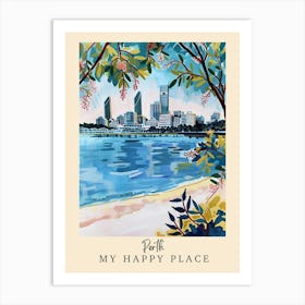 My Happy Place Perth 3 Travel Poster Art Print