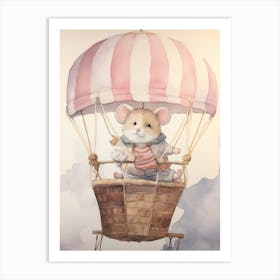 Baby Rat 2 In A Hot Air Balloon Art Print