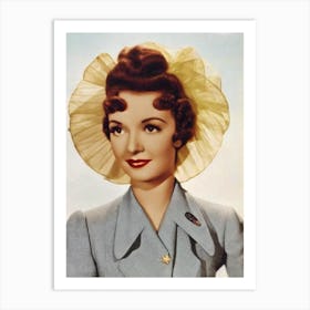 Claudette Colbert Retro Collage Movies Art Print