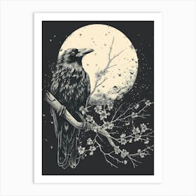 Raven At The Moon Art Print