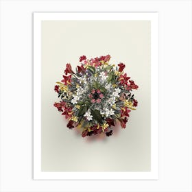 Vintage Bittersweet Flower Wreath on Ivory White n.0119 Art Print