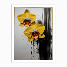 Bloom Amidst The Chaos Orchids And Ink Art Print