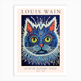 Louis Wain, A Cat In Gothic Style, Blue Cat Poster 2 Art Print