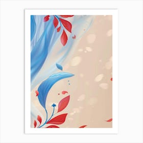 Blue And Red Flowers Art Print