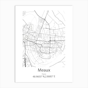 Meaux,France Minimalist Map Art Print