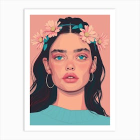 Girl With Flowers In Her Hair 8 Art Print