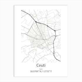 Ceuti,Spain Minimalist Map Art Print