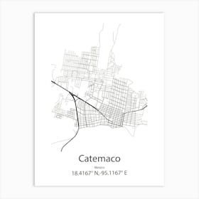 Catemaco,Mexico Minimalist Map Art Print