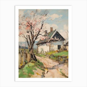 Small Cottage Countryside Farmhouse Painting With Trees 5 Art Print