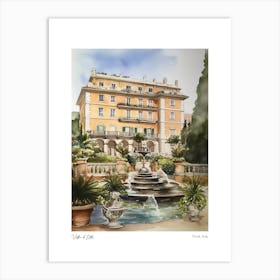 Villa D'Este, Tivoli, Italy 2 Watercolour Travel Poster Art Print