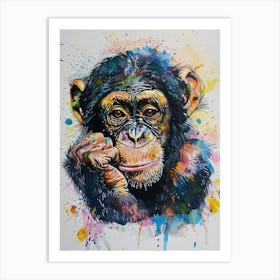 Bonobo Colourful Watercolour 1 Art Print