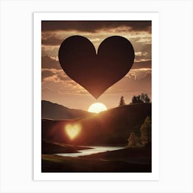 Sunset With A Heart Art Print