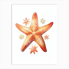 Starfish Watercolour In Autumn Colours 3 Art Print