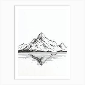 Mount Mckinley Denali Usa Line Drawing 4 Art Print
