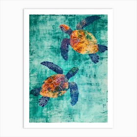 Gouache Sea Turtle Friends Art Print