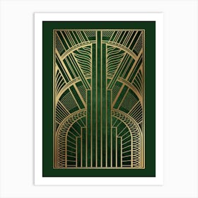 Art Deco Pattern Green and Gold 2 Art Print