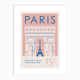 Paris City Stamp Pink Art Print