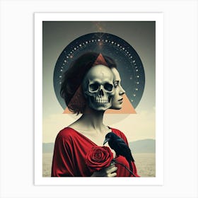 Skull And Rose Art Print