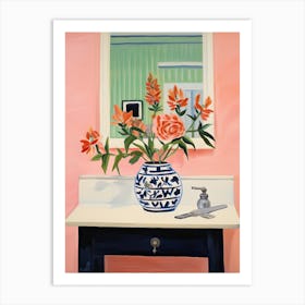 Bathroom Vanity Painting With A Snapdragon Bouquet 2 Art Print