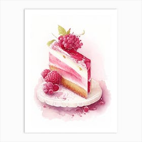 Red Velvet Cheesecake Dessert Gouache Flower Art Print