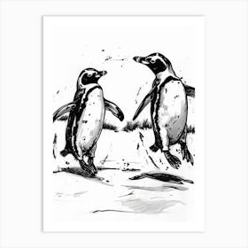 King Penguin Chasing Each Other 1 Art Print