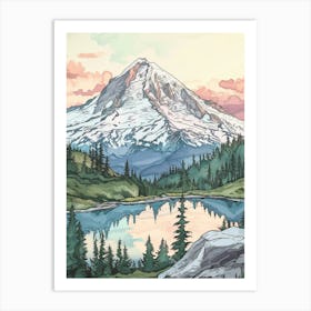 Mount Bierstadt Usa Color Line Drawing (5) Art Print
