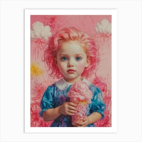 'Little Girl With Pink Hair' Art Print