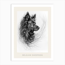 Belgian Sheepdog Line Sketch 2 Poster Art Print